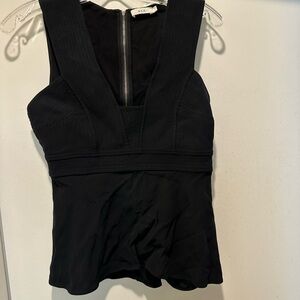A.L.C. Black Peplum Top w zipper on the back Size 4
